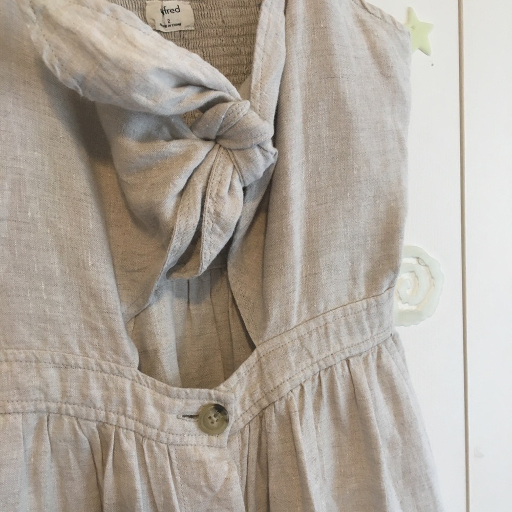 Wilfred Aritzia Adelia buttoned linen dress with front tie knot - Picture 4 of 6